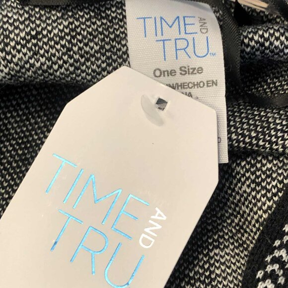 NWT TIME AND TRU Ruana Buffalo Check Wrap Open Front Cardigan Blk\White OS - Picture 6 of 7